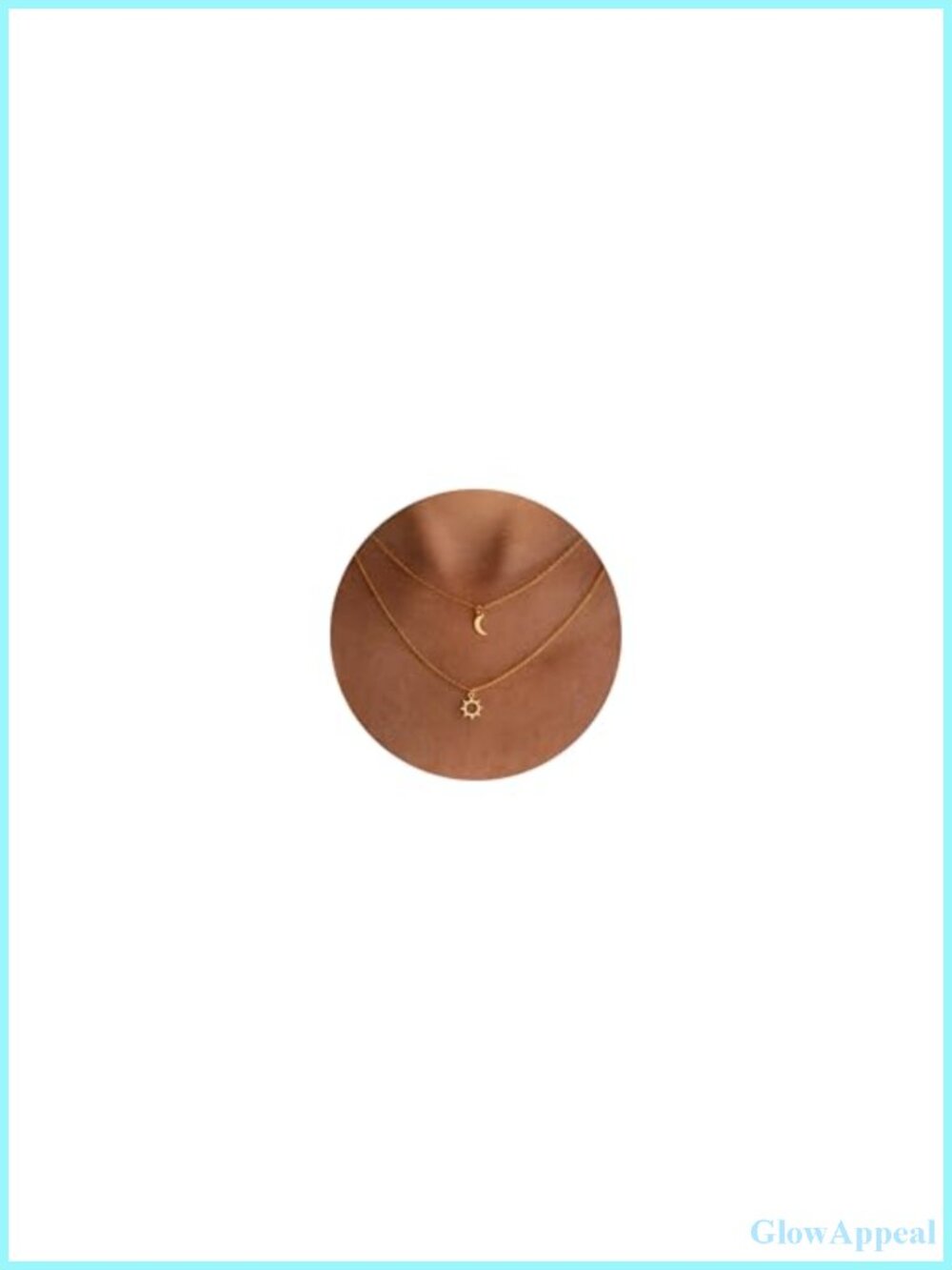 Dainty 14k Gold Plated Sun Moon Layered Necklace for Women